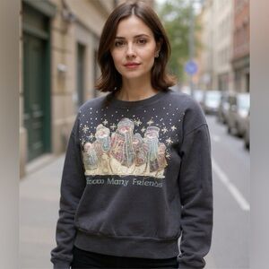 Vintage Faded Black “Snow Many Friends” Sweatshirt